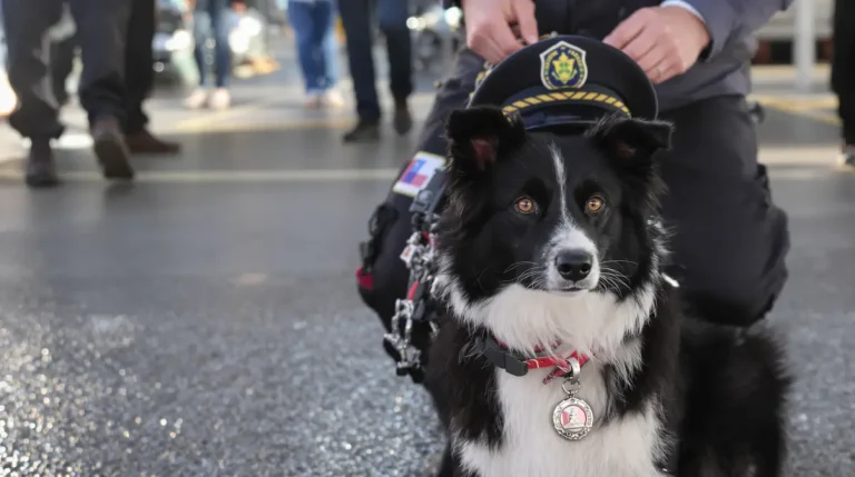 Lors d'une cérémonie traditionnelle, ce chien pompier reçoit une distinction rare en Lot-et-Garonne